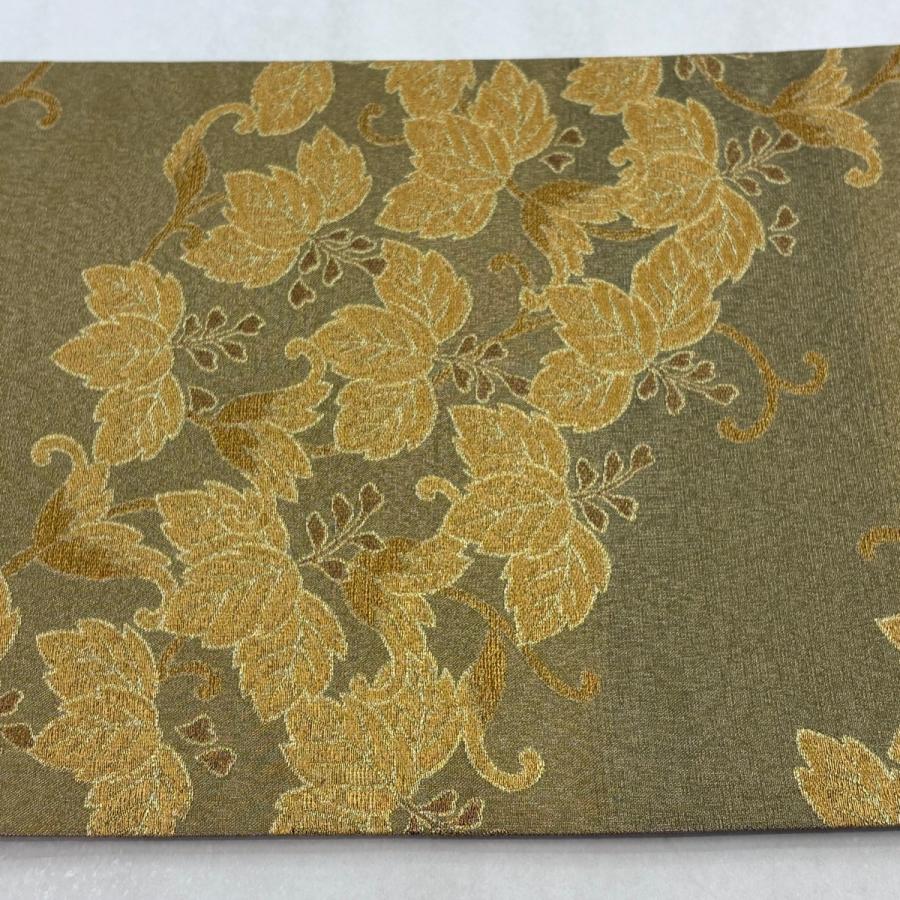 美品 袋帯 逸品 落款あり 渡辺雪三郎 桐唐草 金糸 箔 金色 六通 正絹 中古_3