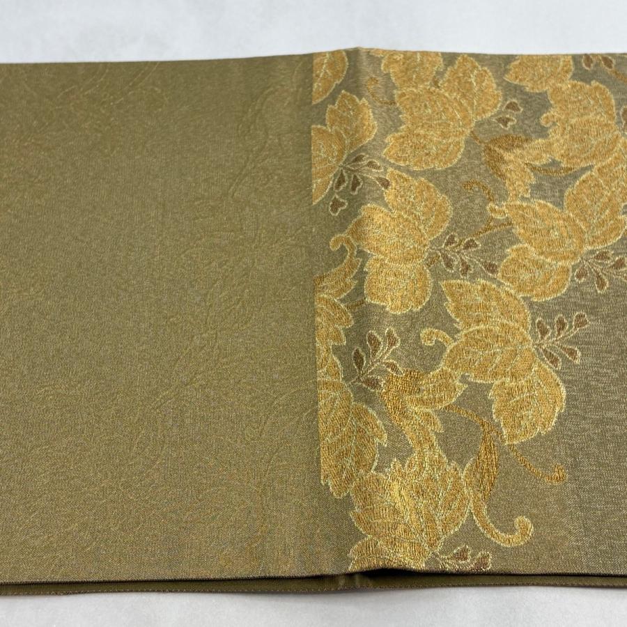 美品 袋帯 逸品 落款あり 渡辺雪三郎 桐唐草 金糸 箔 金色 六通 正絹 中古_4