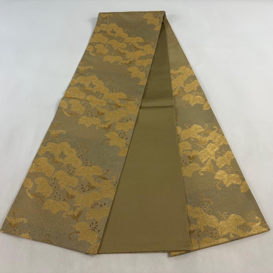 美品 袋帯 逸品 落款あり 渡辺雪三郎 桐唐草 金糸 箔 金色 六通 正絹 中古_6