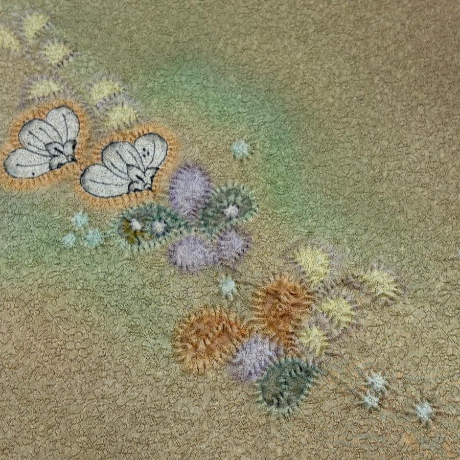 美品 袋帯 逸品 久保田一竹工房 落款あり 辻が花 霞 金糸 ベージュ 