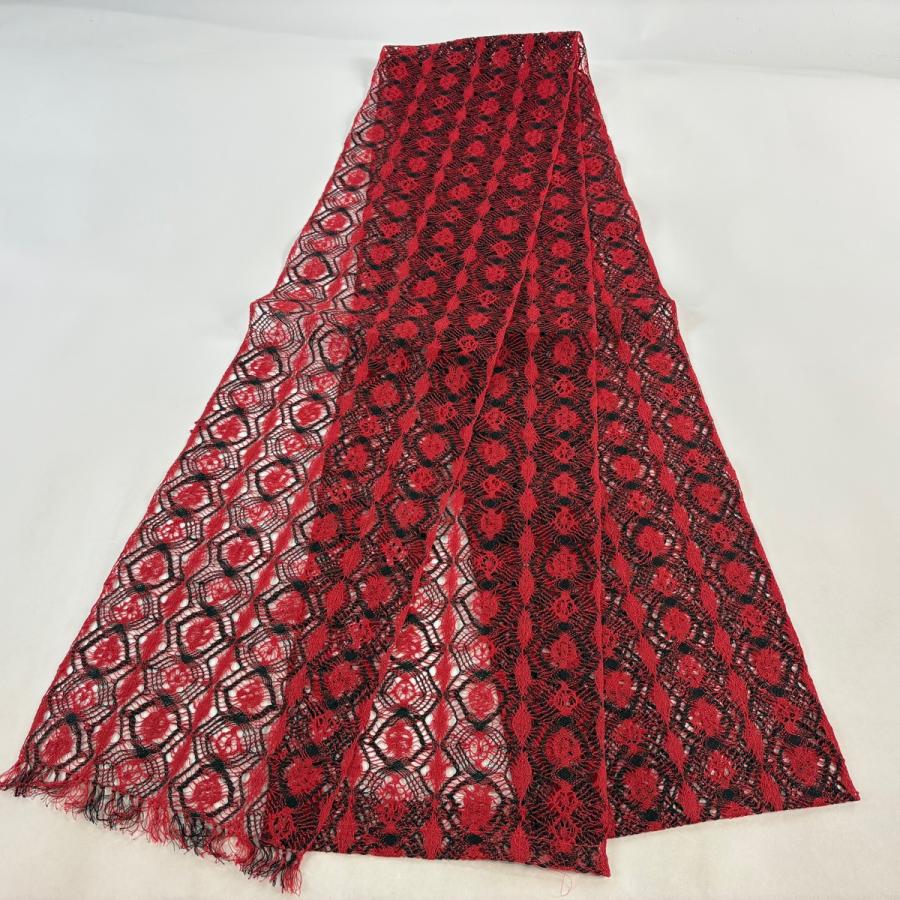美品 名古屋帯 秀品 夏帯 八寸名古屋帯 幾何学 赤 正絹 中古
