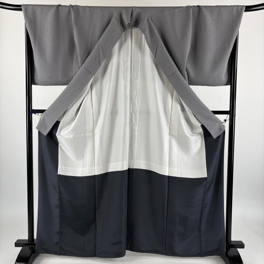 江戸小紋 身丈165.5cm 裄丈70.5cm L 袷 万筋 黒灰 正絹 逸品 中古