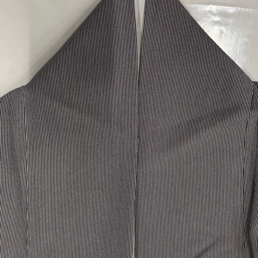 江戸小紋 身丈165.5cm 裄丈70.5cm L 袷 万筋 黒灰 正絹 逸品 中古