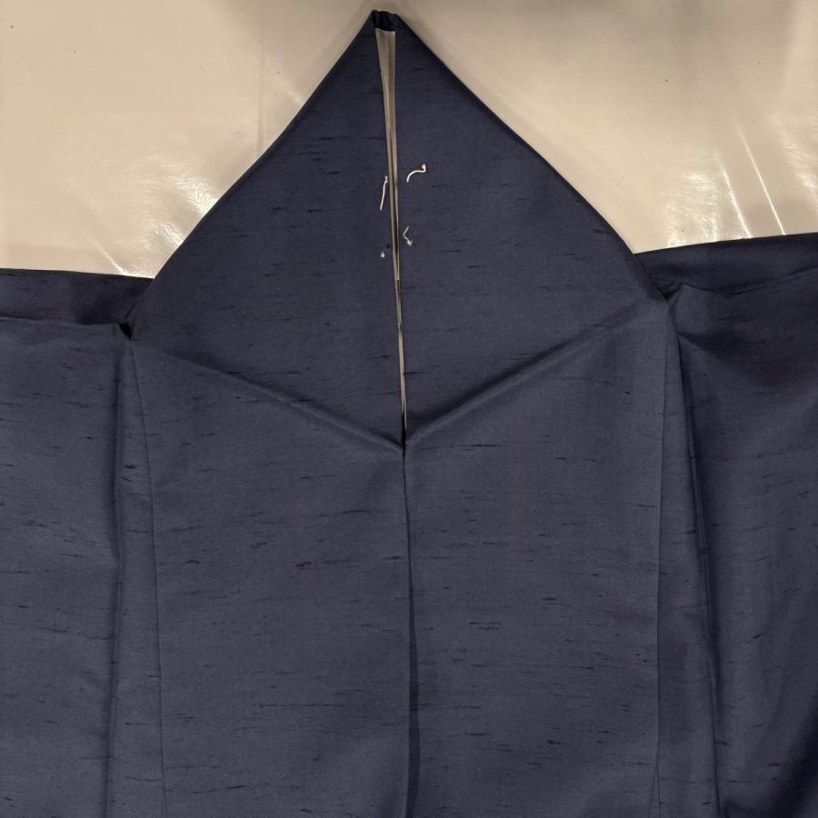 付下げ 身丈165cm 裄丈67cm M 袷 牛首紬地 落款あり 霞 ぼかし 青灰色 正絹 逸品 中古