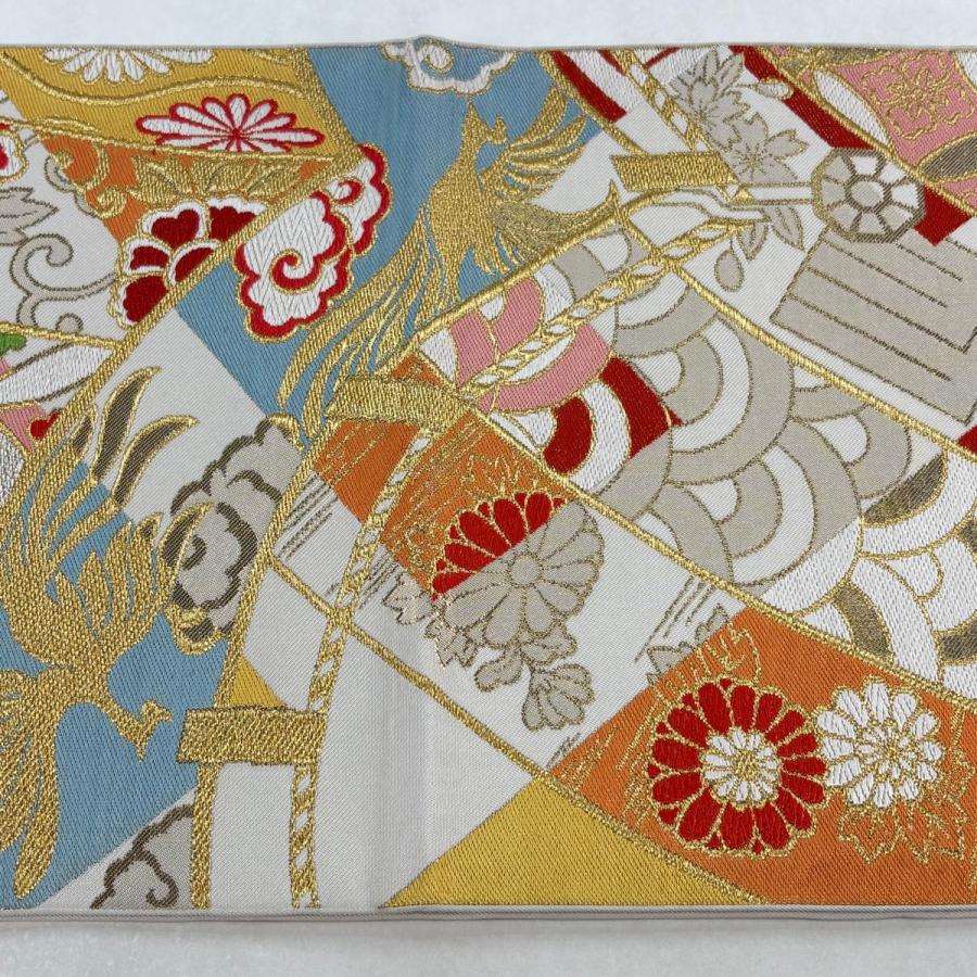美品 袋帯 逸品 川島織物 落款あり 花鳥 有職文様 唐織 金銀糸 