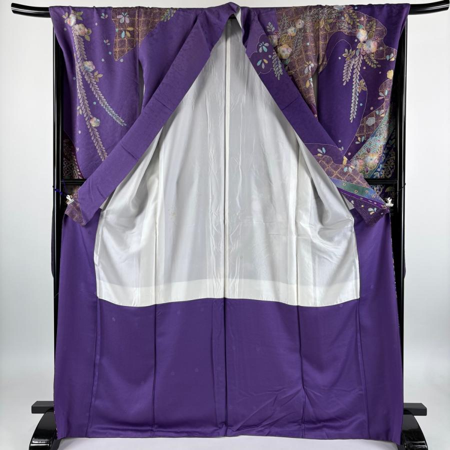 振袖 身丈171cm 裄丈67.5cm 正絹 逸品 【中古】 振袖 身丈171cm 裄丈67cm M 袷 辻が花 熨斗 金彩 ぼかし 紫 正絹 逸品