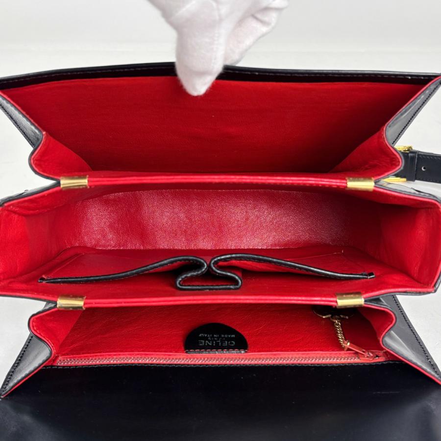 CELINE（セリーヌ） ロゴ ショルダーバッグ レザー ブラック