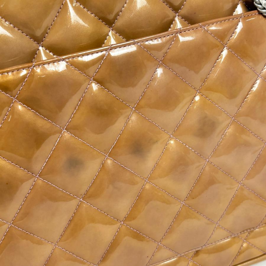 シャネル CHANEL 復刻トート ハンドバッグ ココマーク トートバッグ パテントレザー ブラウン パープル A01804 レディース 中古の画像