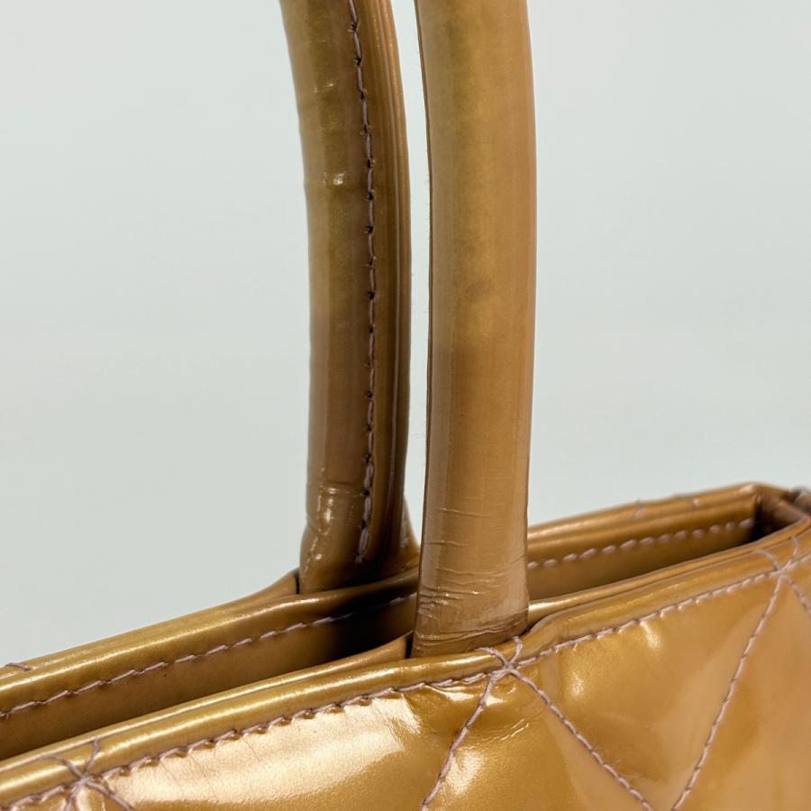 シャネル CHANEL 復刻トート ハンドバッグ ココマーク トートバッグ パテントレザー ブラウン パープル A01804 レディース 中古の画像