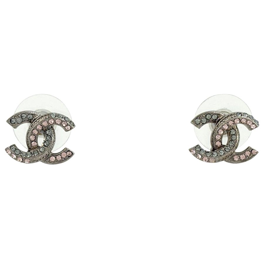 CHANEL（シャネル） ココマーク ラインストーン ピアス シルバーメッキ
