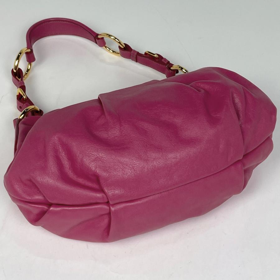 PRADA（プラダ） ロゴ ハンドバッグ ギャザー ハンドバッグ レザー 