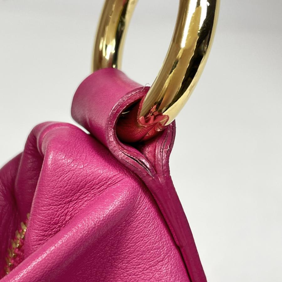 PRADA（プラダ） ロゴ ハンドバッグ ギャザー ハンドバッグ レザー 