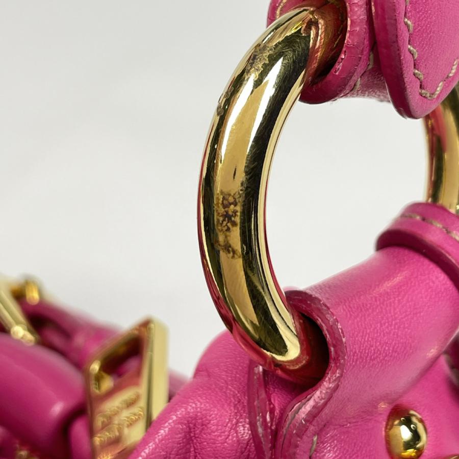 PRADA（プラダ） ロゴ ハンドバッグ ギャザー ハンドバッグ レザー 