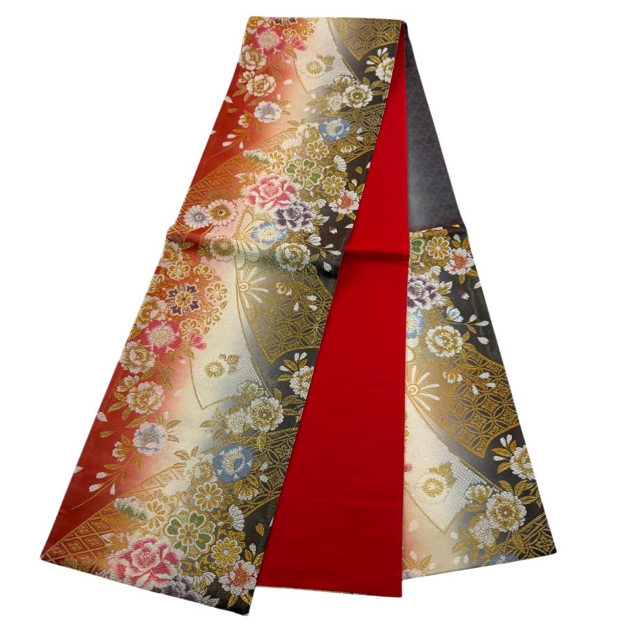 美品 振袖 身丈168.5cm 裄丈68cm L 袷 袋帯フルセット 草花 流水 総