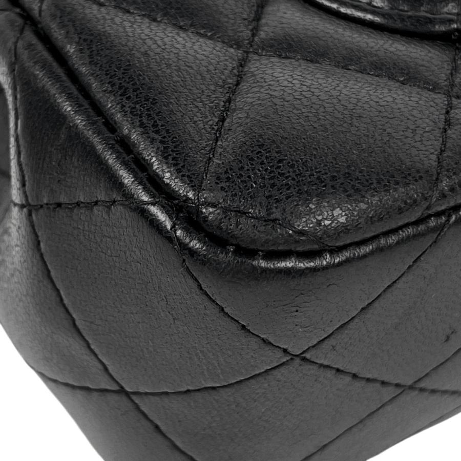 シャネル CHANEL マトラッセ シングルフラップ チェーン ショルダーバッグ ココマーク ショルダーバッグ レザー ブラック レディース 中古の画像