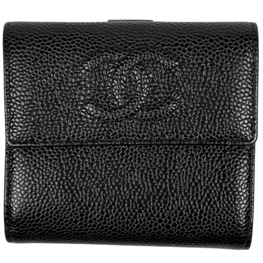CHANEL（シャネル） 二つ折り財布 ココマーク キャビアスキン ブラック