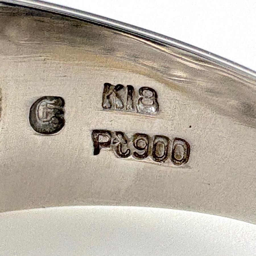 メレダイヤ デザインリング プラチナ YG イエローゴールド 指輪 リング 13号 Pt900 K18 ダイヤモンド レディース 中古_5