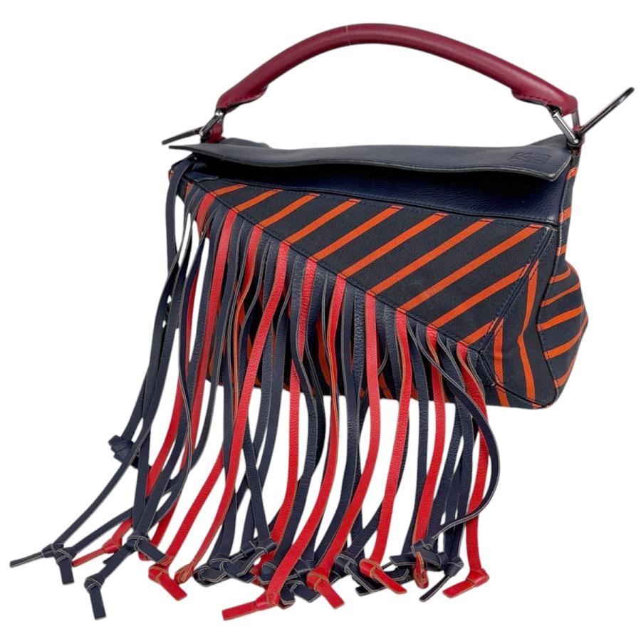 LOEWE（ロエベ） パズルバッグ ハンドバッグ レザー ネイビー レッド 
