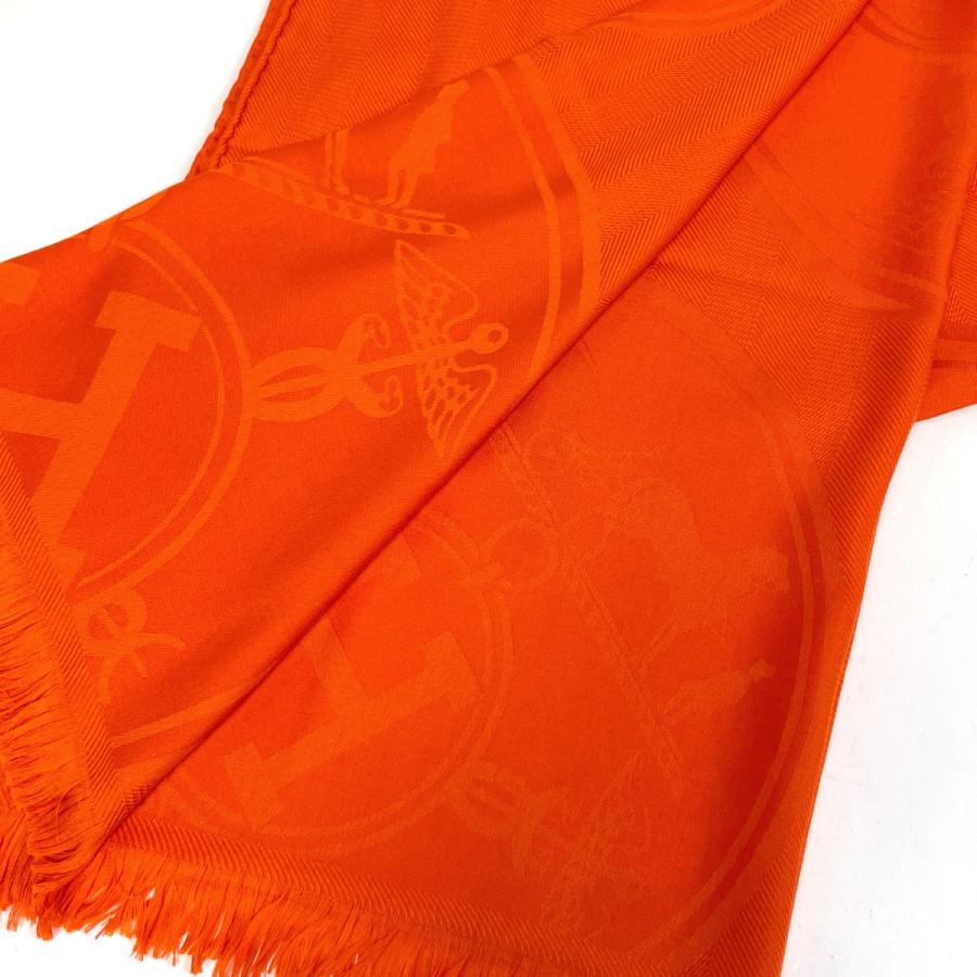 HERMES（エルメス） ロゴ ストール フリンジ ストール カシミヤ シルク 