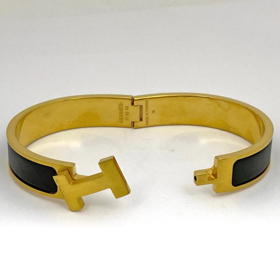エルメス HERMES クリックH エナメル ブレスレット クリッククラック バングル GP ゴールド ブララック レディース 中古_1