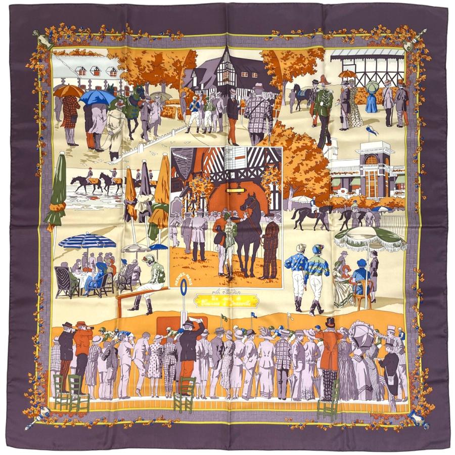 HERMES エルメスカレ90 ドーヴィル競馬場　新品・未使用 HERMES（エルメス） カレ90 Un siecle de courses Deauville