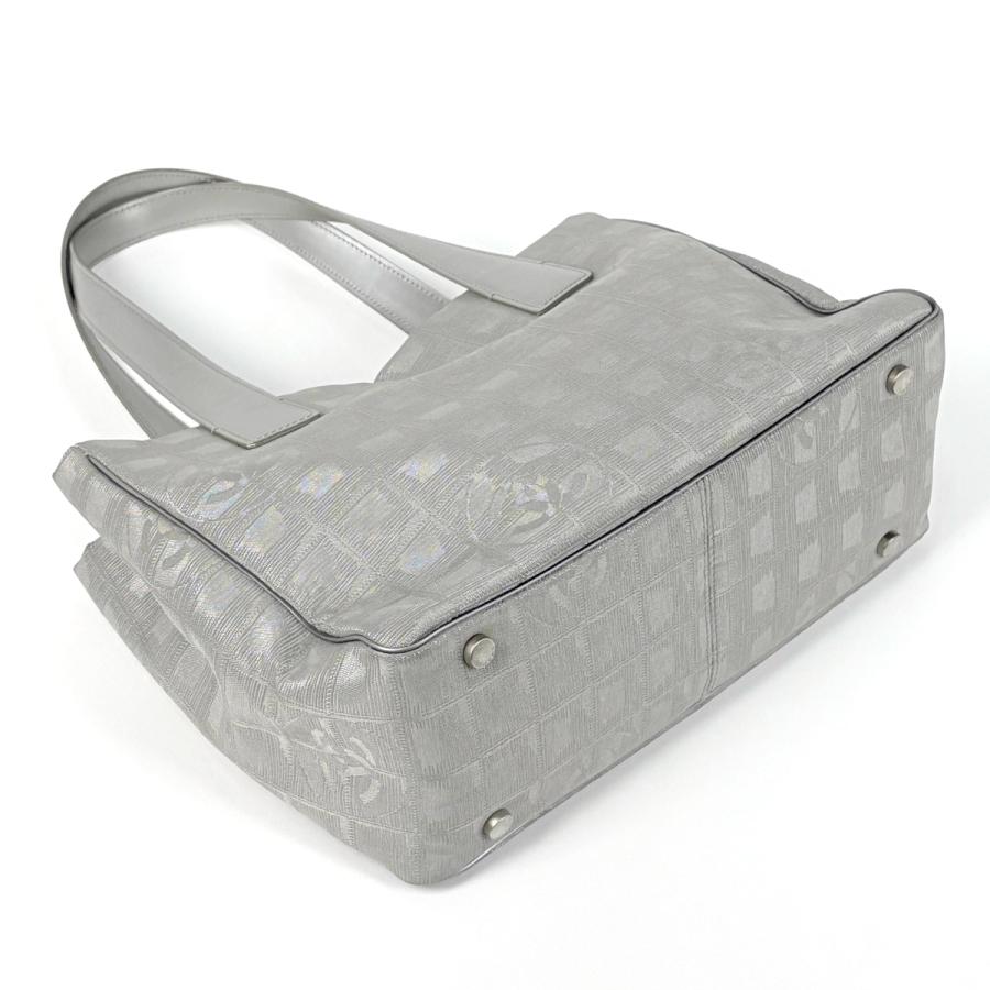 シャネル CHANEL ニュートラベルライン トートPM ココマーク ハンドバッグ ナイロンジャガード グレー A20457 8****** レディース 中古の画像