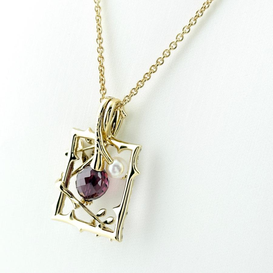 MIKIMOTO（ミキモト） ガーネット デザインネックレス YG イエロー 
