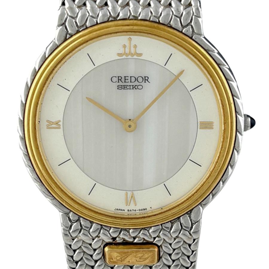 や*と様 セイコー　クレドール　5A74-0240　クォーツ　18KTベゼル　腕 SEIKO（セイコー） クレドール 5A74-0240 腕時計 SS YG クォーツ