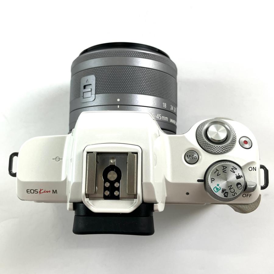 キヤノン Canon EOS Kiss M EF-M 15-45 IS STM レンズキット ホワイト デジタル ミラーレス 一眼カメラ 中古の画像