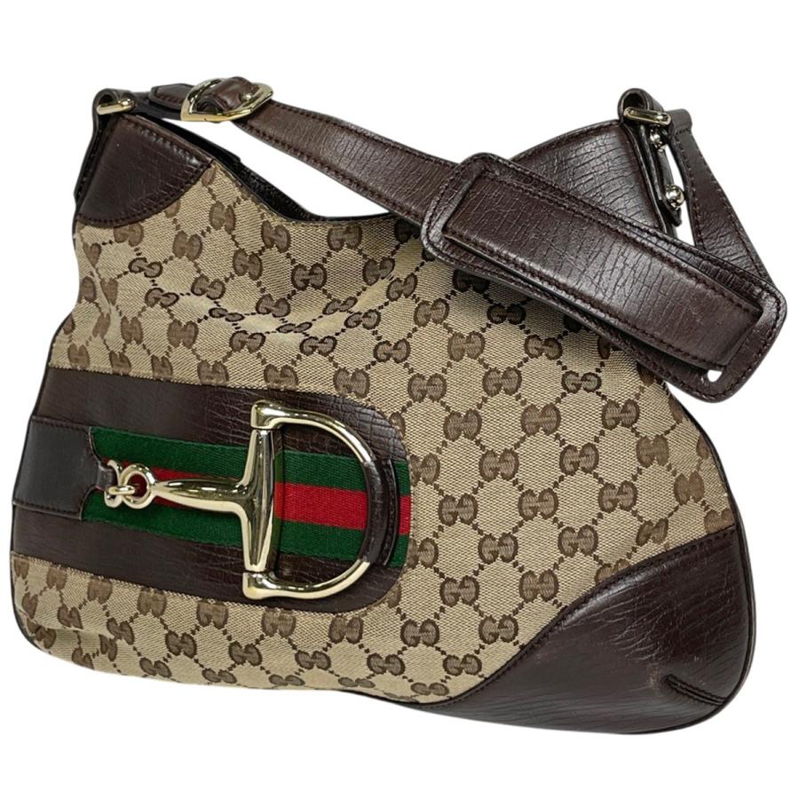 GUCCI（グッチ） ホースビット ショルダーバッグ GGキャンバス