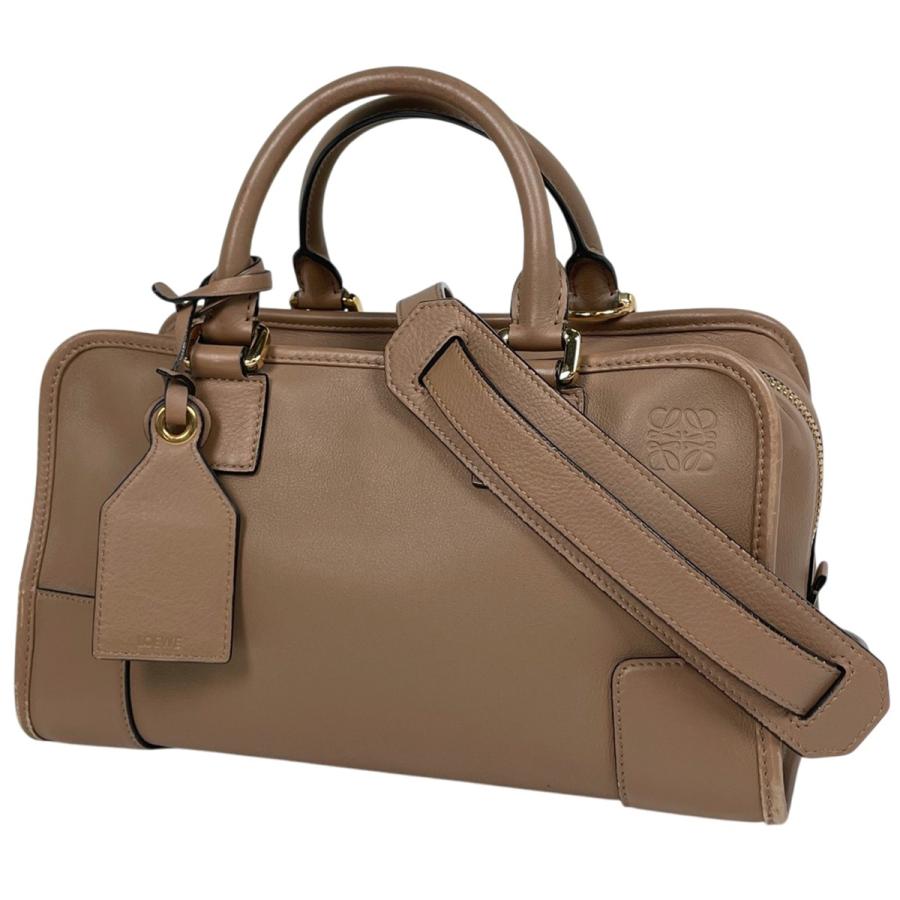 【美品】正規品ロエベ LOEWE ハンドバッグ　アマソナ28 スエード カーキ黒 LOEWE（ロエベ） アマソナ28 ハンドバッグ レザー ブラウン レディース