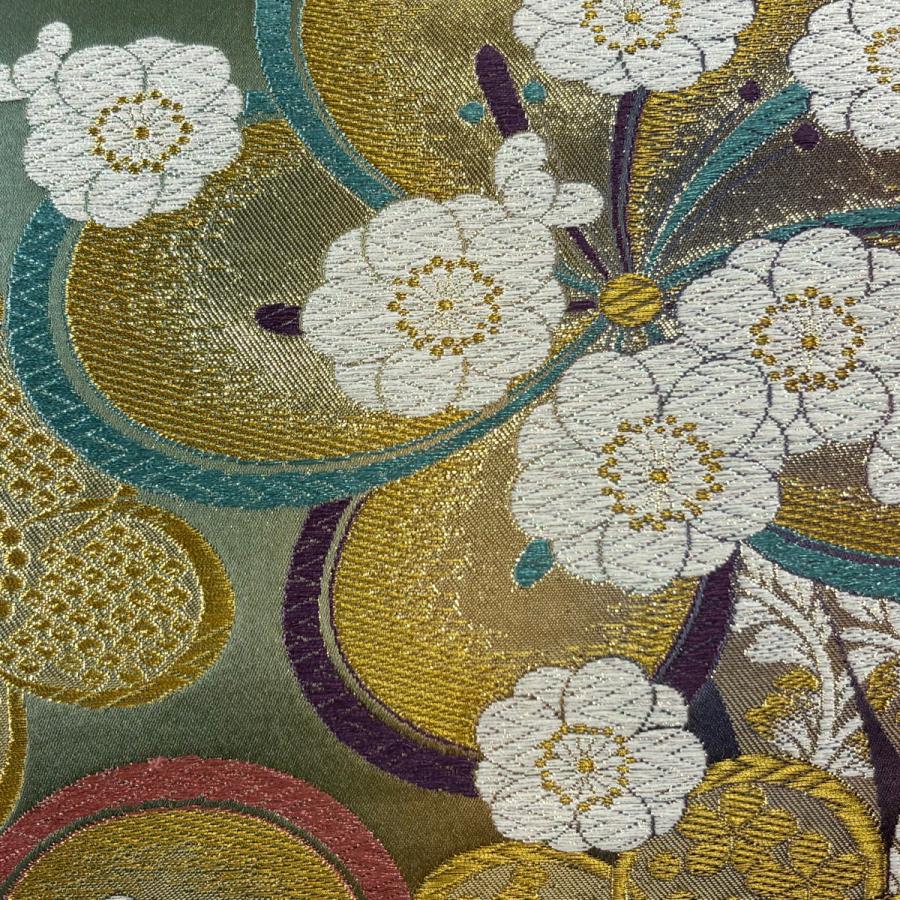 レディース 【美品】 袋帯 秀品 松梅 波 金糸 箔 金色 六通 正絹 【】