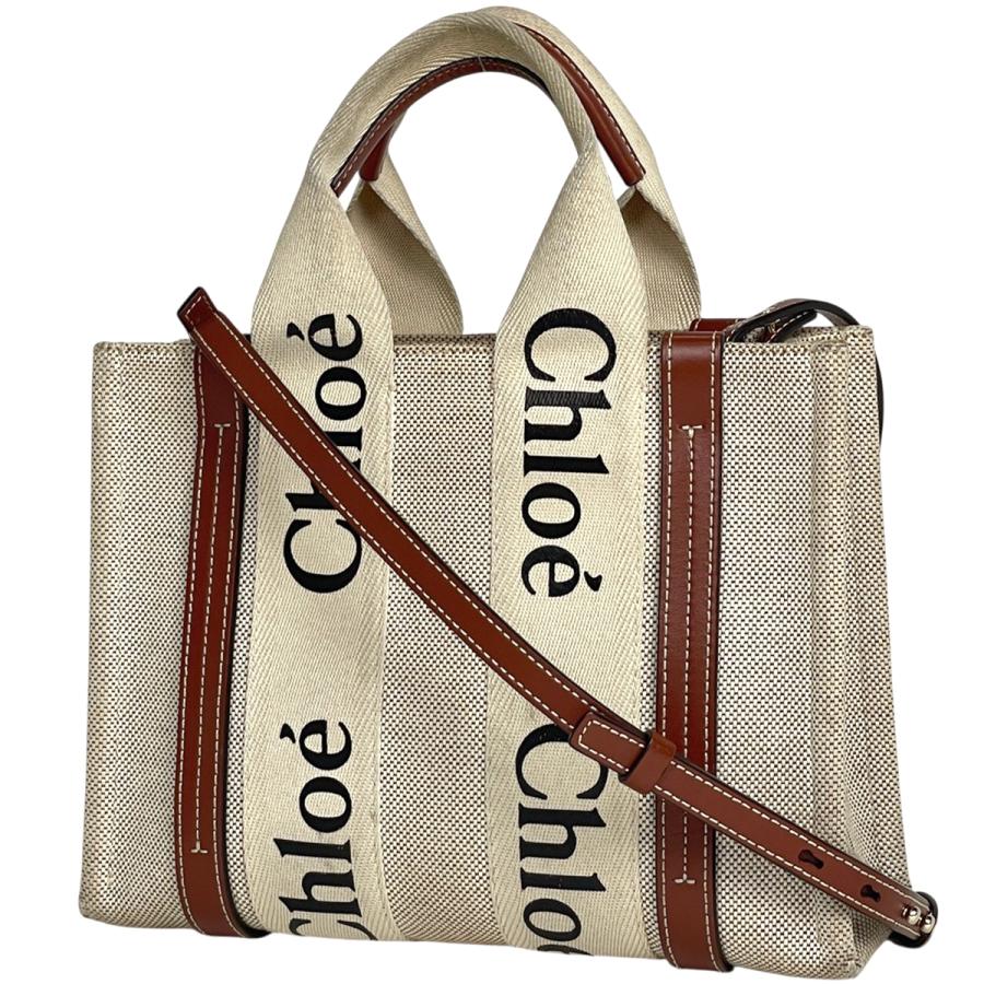 Chloe クロエ ウッディ スモール トートバッグ 2way キャンバス Chloe（クロエ） ウッディ スモール トートバッグ 2WAY キャンバス
