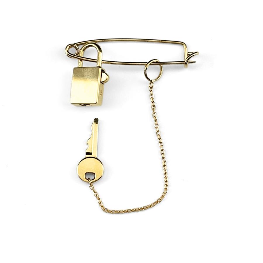 タサキ TASAKI シークレット　ロックキーブローチ YG イエローゴールド 南京錠モチーフ ブローチ 750 レディース 中古_2