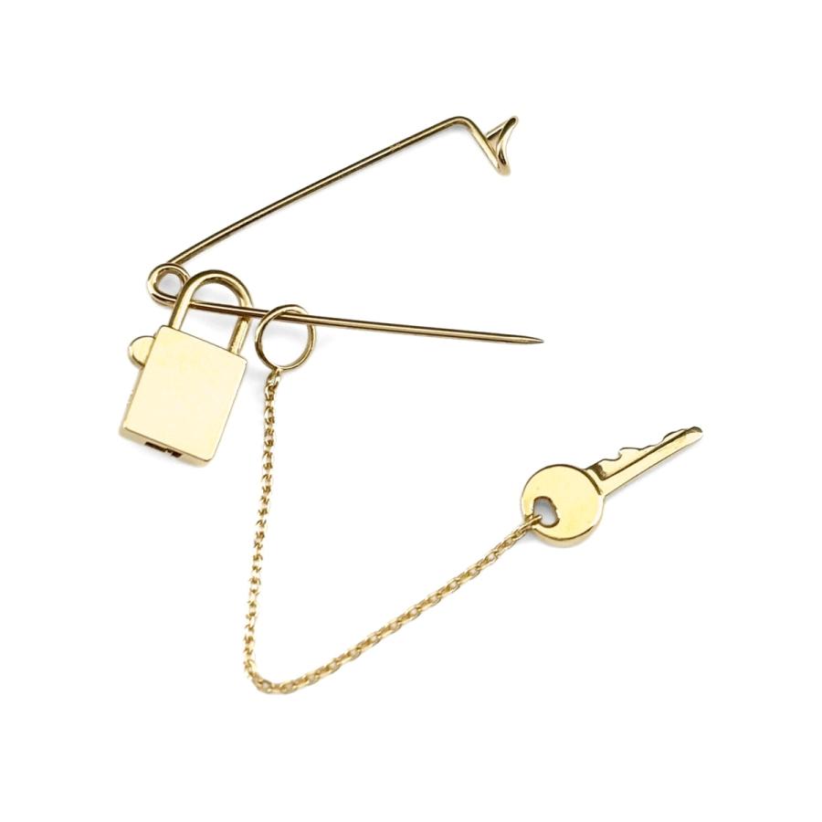 タサキ TASAKI シークレット　ロックキーブローチ YG イエローゴールド 南京錠モチーフ ブローチ 750 レディース 中古_3