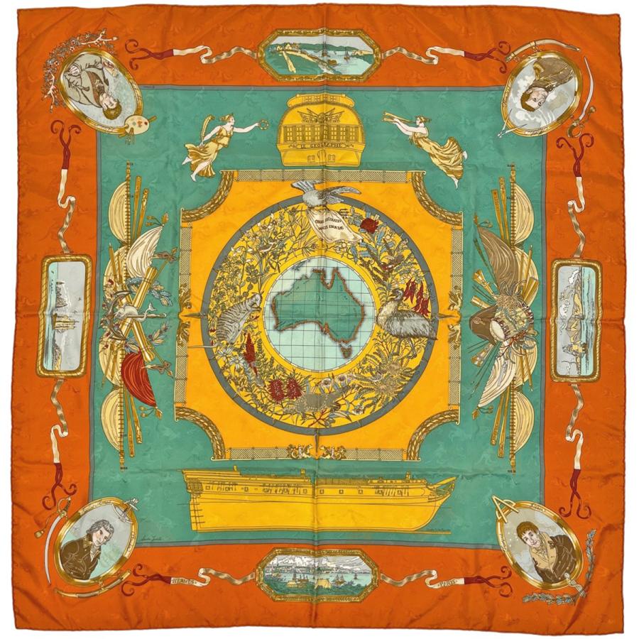 エルメス Hermes スカーフ カレ90 【地理学者】 HERMES（エルメス） カレ90 LE GEOGRAPHE 地理学者 スカーフ シルク