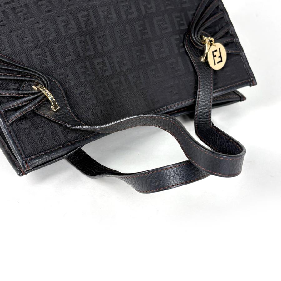 FENDI（フェンディ） ズッキーノ柄 ハンドバッグ キャンバス ブラック
