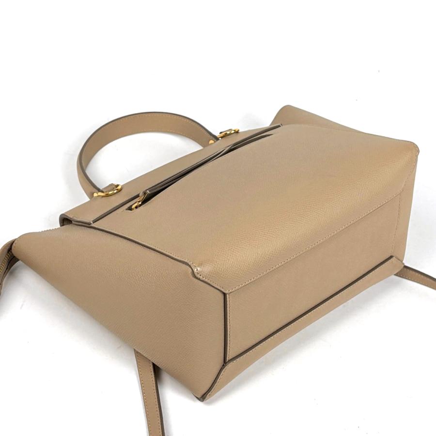 本物 セリーヌ CELINE ベルトバッグ マイクロ 2WAY ショルダーバッグ ハンドバッグ レザー ベージュ バッグ 中古・ CELINE（セリーヌ） ベルトバッグ マイクロ 2way ハンドバッグ