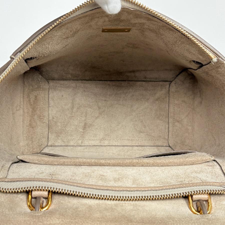 本物 セリーヌ CELINE ベルトバッグ マイクロ 2WAY ショルダーバッグ ハンドバッグ レザー ベージュ バッグ 中古・ CELINE（セリーヌ） マイクロ ベルトバッグ 2WAY レザー ベージュ