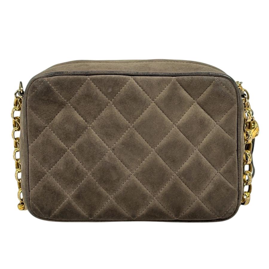シャネル CHANEL ココマーク フリンジ チェーン ショルダーバッグ マトラッセ タッセル スエード グリーンベージュ レディース 中古_2