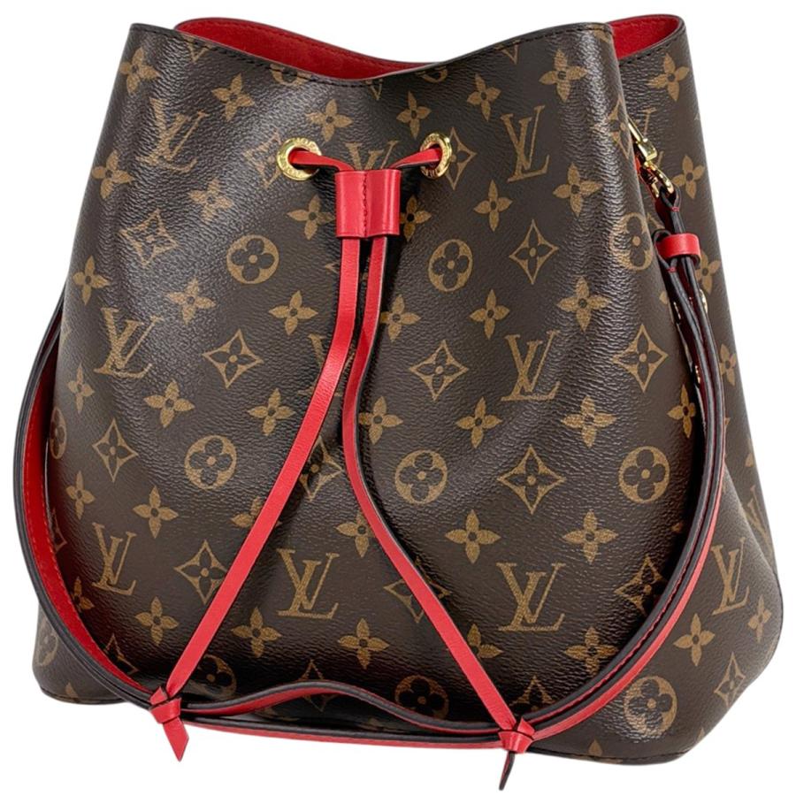 希少 ルイヴィトン ネオノエ コクリコ 巾着 ショルダーバッグ モノグラム 赤 LOUIS VUITTON（ルイ・ヴィトン） ネオノエ 巾着型 肩掛け 斜め掛け
