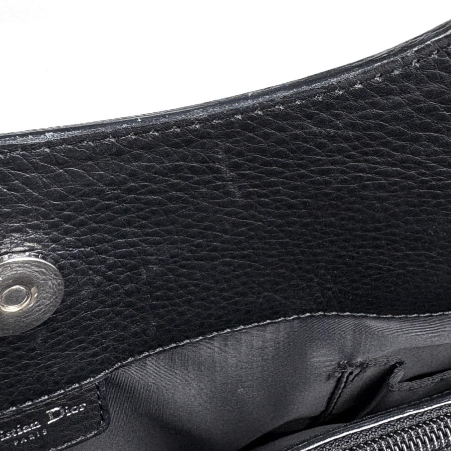 クリスチャンディオール Christian Dior ストリートシック ハンドバッグ ロゴ トロッター柄 キャンバス ブラック レディース 中古