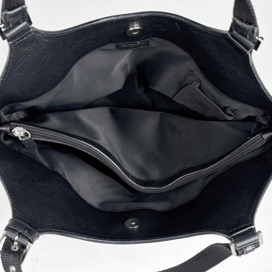 クリスチャンディオール Christian Dior ストリートシック ハンドバッグ ロゴ トロッター柄 キャンバス ブラック レディース 中古