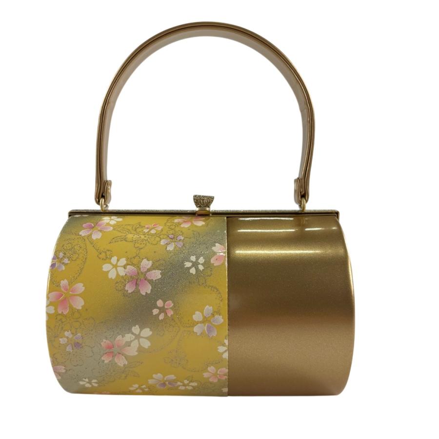 和装バッグ 優品 フォーマル 振袖向き 桜 ラメ 金色 エナメル 和装小物