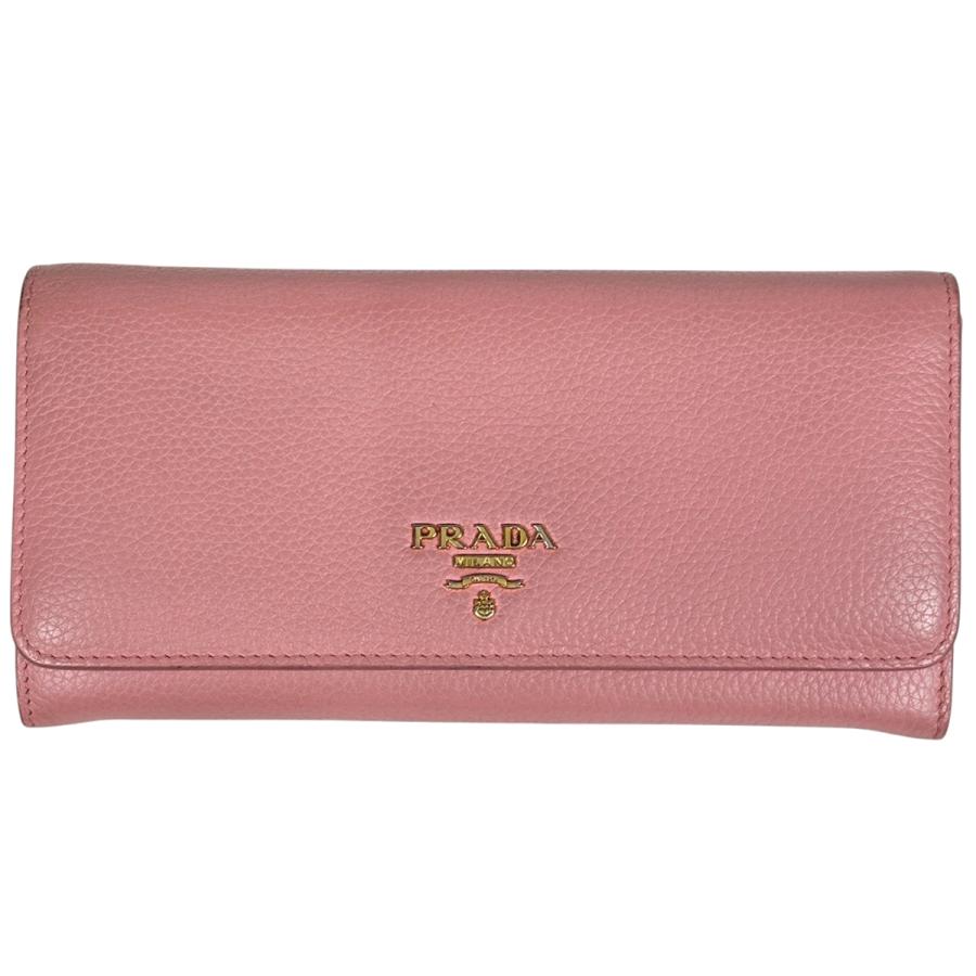 PRADA（プラダ） ロゴ 二つ折り 長財布 レザー ピンク 1MH132 