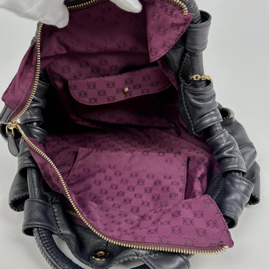 ロエベ LOEWE ナッパアイレ アナグラム ハンドバッグ レザー ブラック LOEWE（ロエベ） ナッパアイレ アナグラム ハンドバッグ レザー