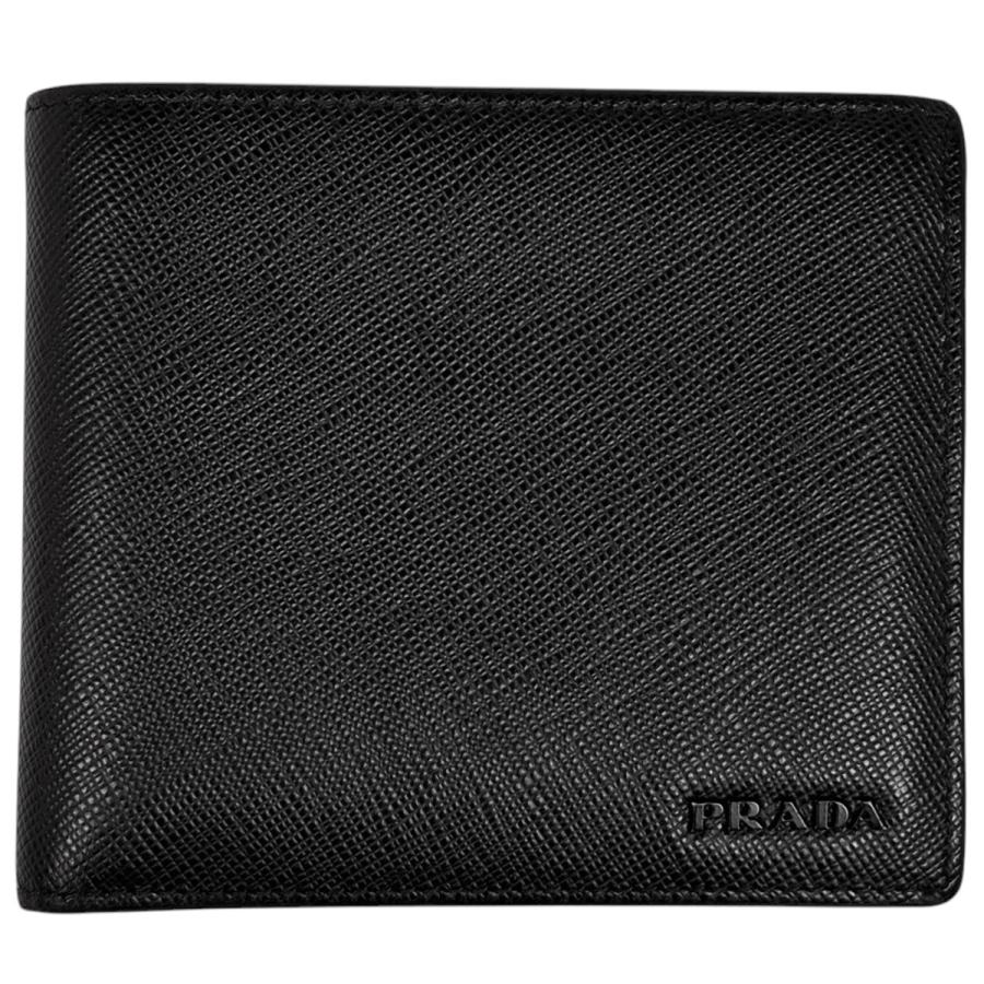 PRADA（プラダ） ロゴ 二つ折り財布 札入れ 小銭入れ レザー ネロ 
