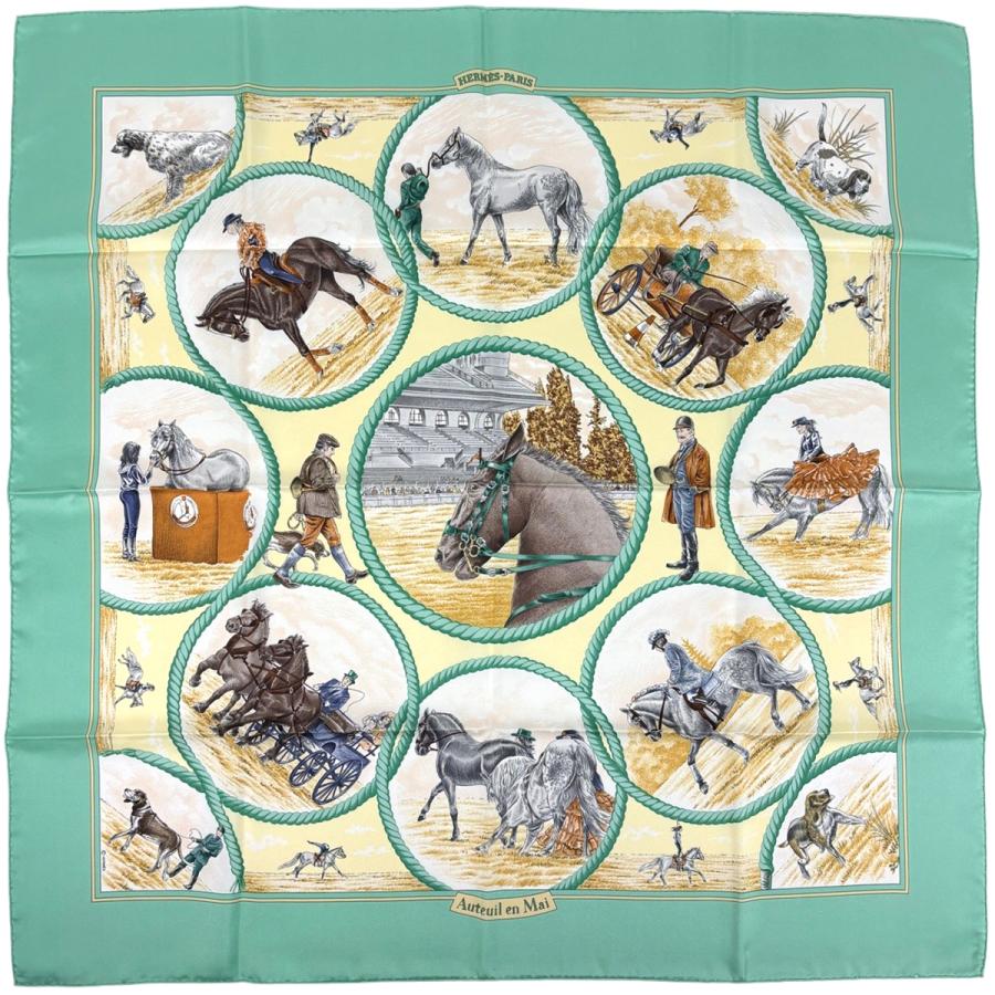 【美品】エルメスHERMES スカーフ カレ90 Auteuil en Mai HERMES（エルメス） カレ90 Auteuil en Mai オートゥイユの5月
