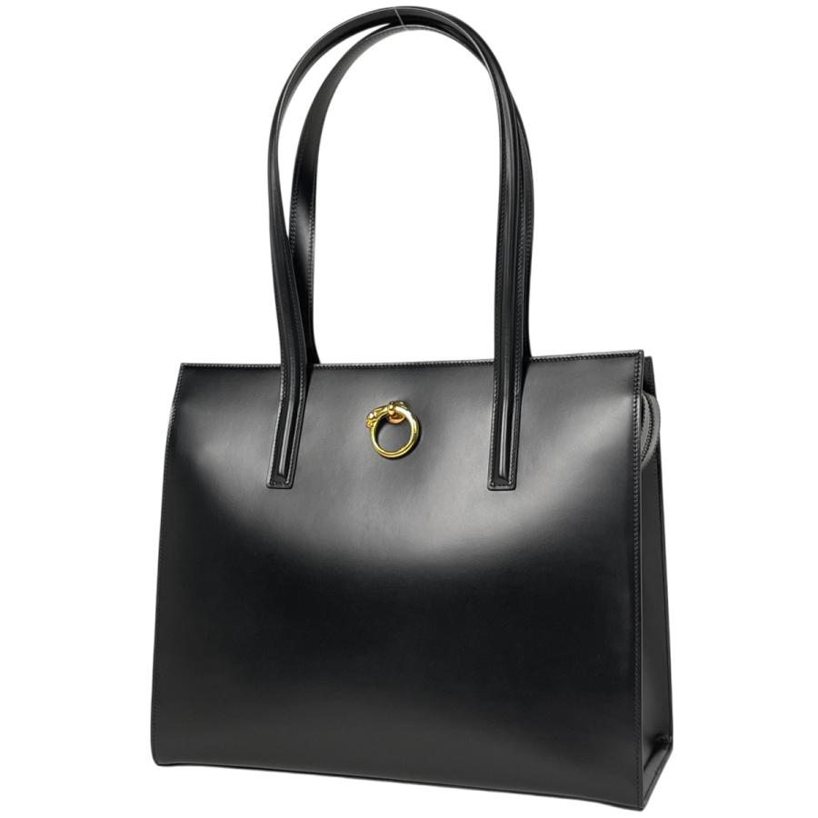 【美品】カルティエ パンテール ショルダーバッグ パンサー レザー 黒 斜め掛け Cartier（カルティエ） パンテール ショルダーバッグ パンサーモチーフ