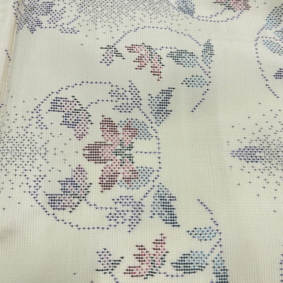 美品 大島紬 身丈155.5cm 裄丈64cm M 袷 証紙あり 花丸文 クリーム
